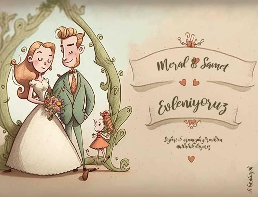 Düğün Davetiyesi İçin Karikatür 02