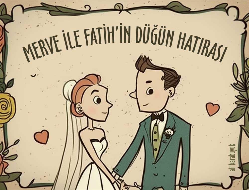 Düğün Davetiyesi İçin Karikatür 03